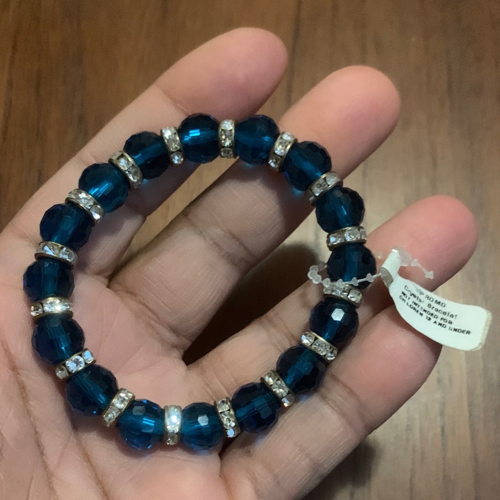 Elegant Blue Glass Beaded Bracelet NWT